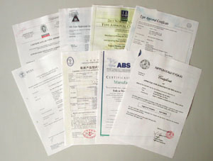 写真：各国船級協会認証